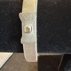 Silver Bow Accent Bangle Bracelet